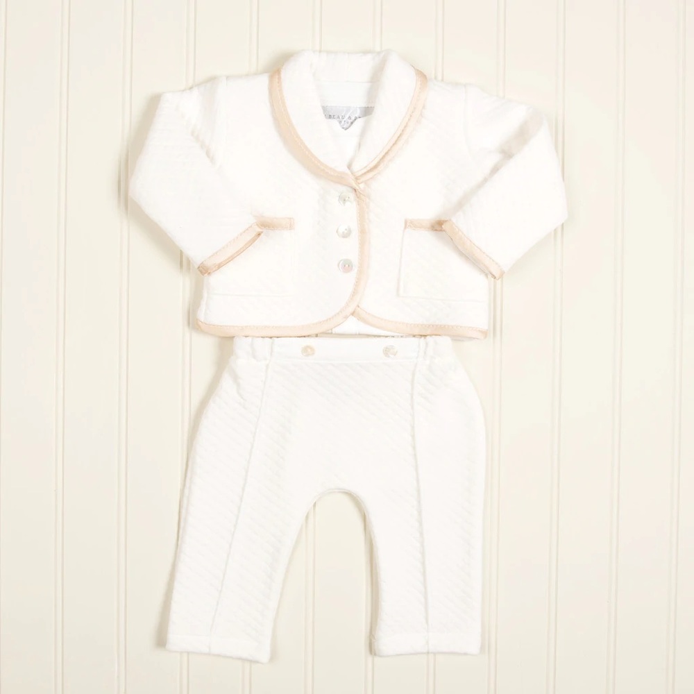 Baby beau and belle boys christening jumpsuit